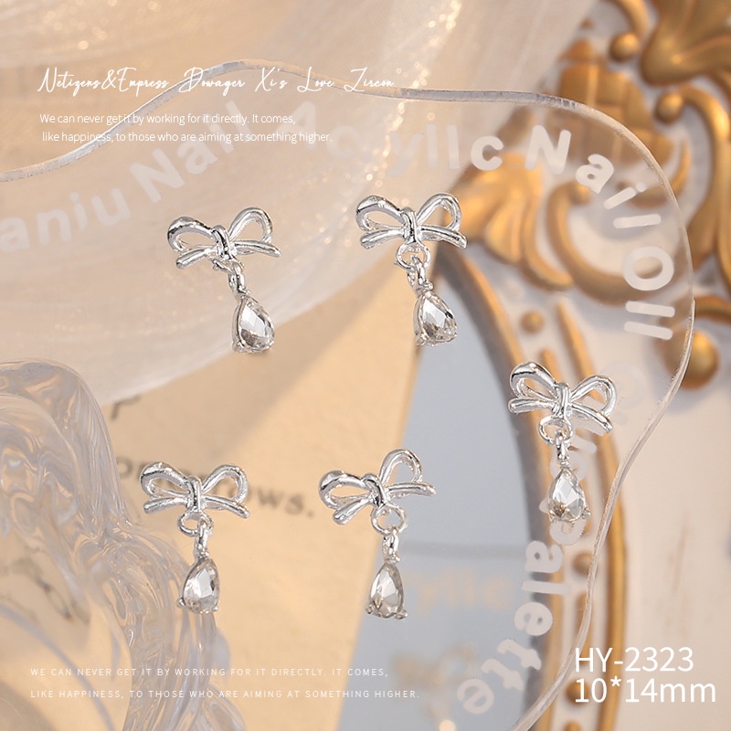 Phụ Kiện Trang Trí Móng Tay Hình Nơ Vương Miện Trái Tim Bằng Kim Loại