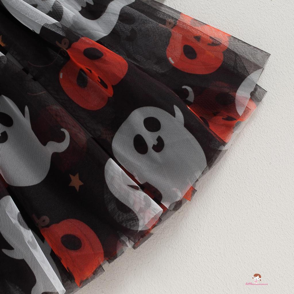Đầm Xòe Tay Dài Cổ Tròn Hóa Trang halloween Cho Bé Gái