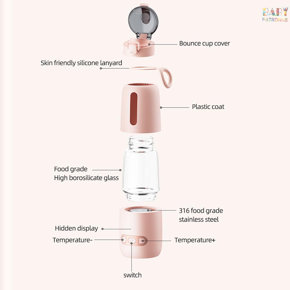 Bình Đun Nước Di Động Không Dây Tích Hợp Pin 300ml Cho Bé