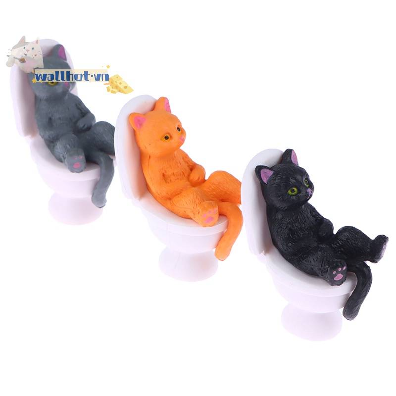 Wallhot > 1 Mô Hình Mèo Đi Vệ Sinh mini Dễ Thương Trang Trí Văn Phòng / Nhà Búp Bê well