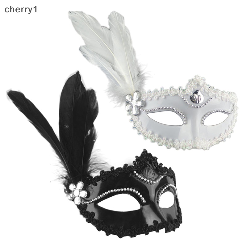 Mặt Nạ Lông Vũ Trắng Đen Hóa Trang halloween