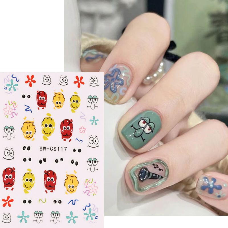Miếng Dán Móng Tay Tự Dính Họa Tiết Hoạt Hình Quái Vật / Chó Mèo / Quái Vật graffiti 3d Dễ Thương diy