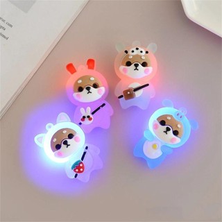 Móc khóa hình búp bê gấu shiba inu có đèn nhấp nháy dễ thương