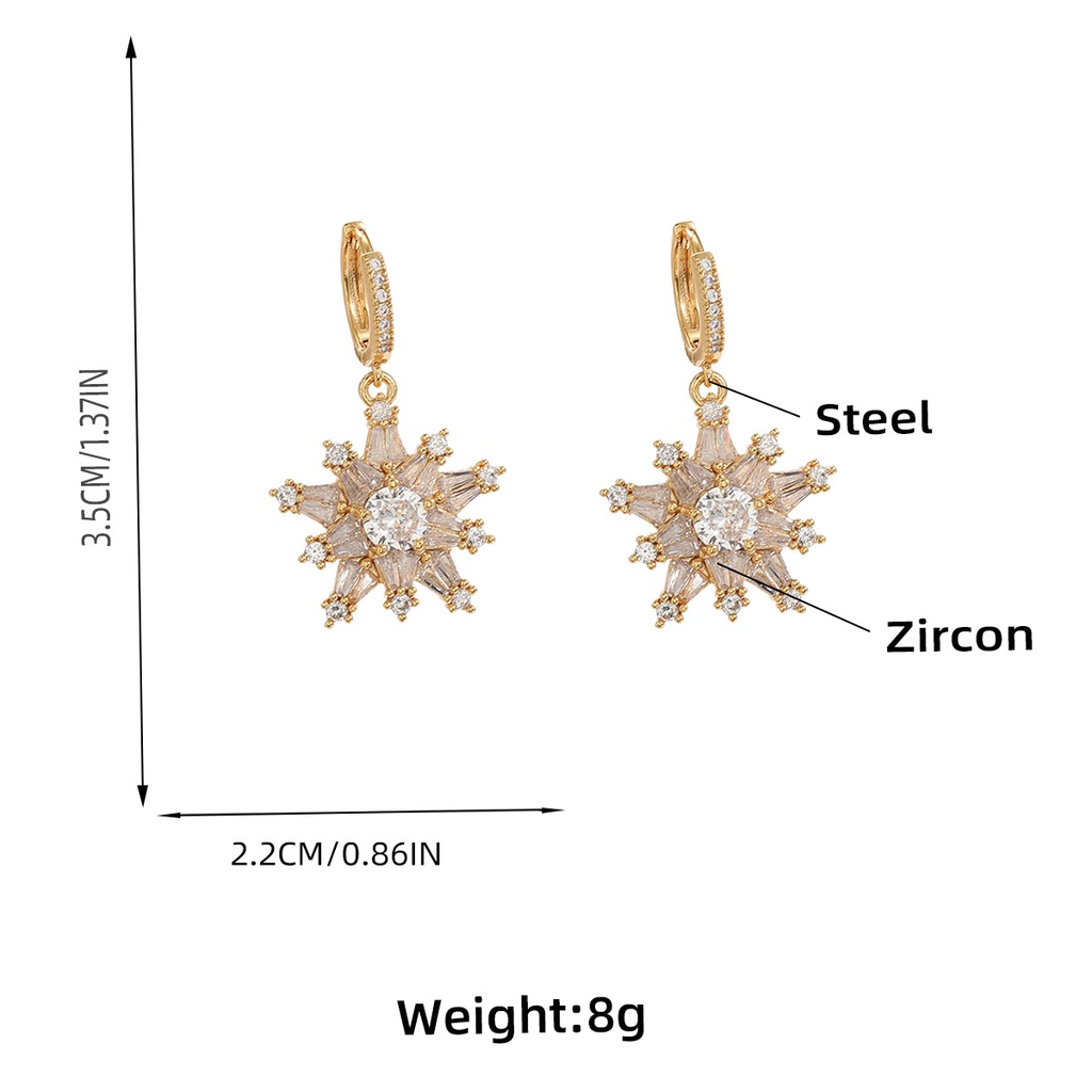 Khuyên Tai Thép Titan Đính Đá zircon Thời Trang