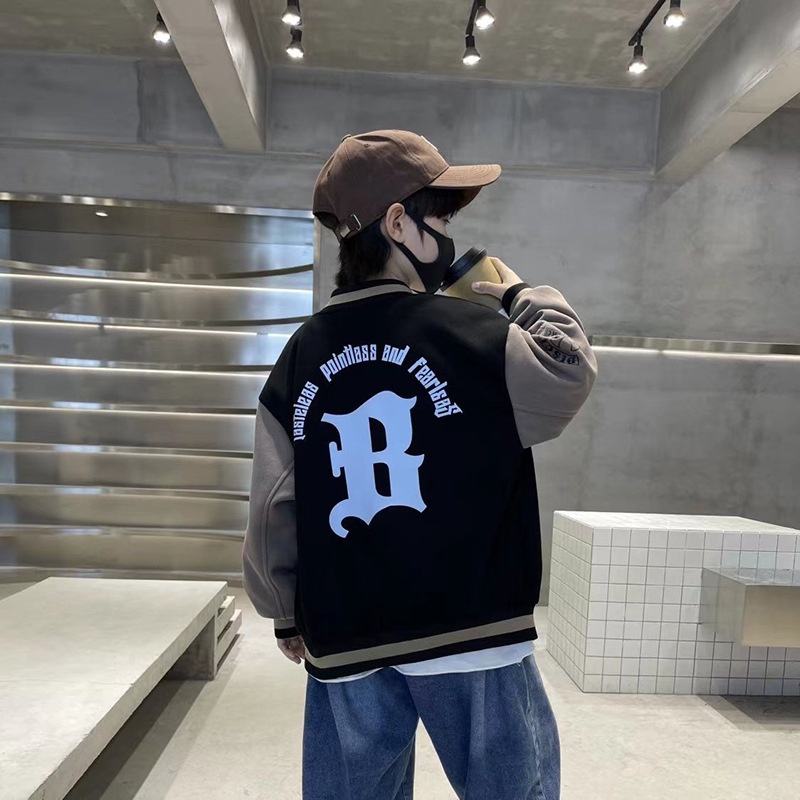 Áo Khoác Bóng Chày cotton Tay Dài Dáng Rộng 100-160cm Thời Trang Thu Đông Dành Cho Trẻ Em