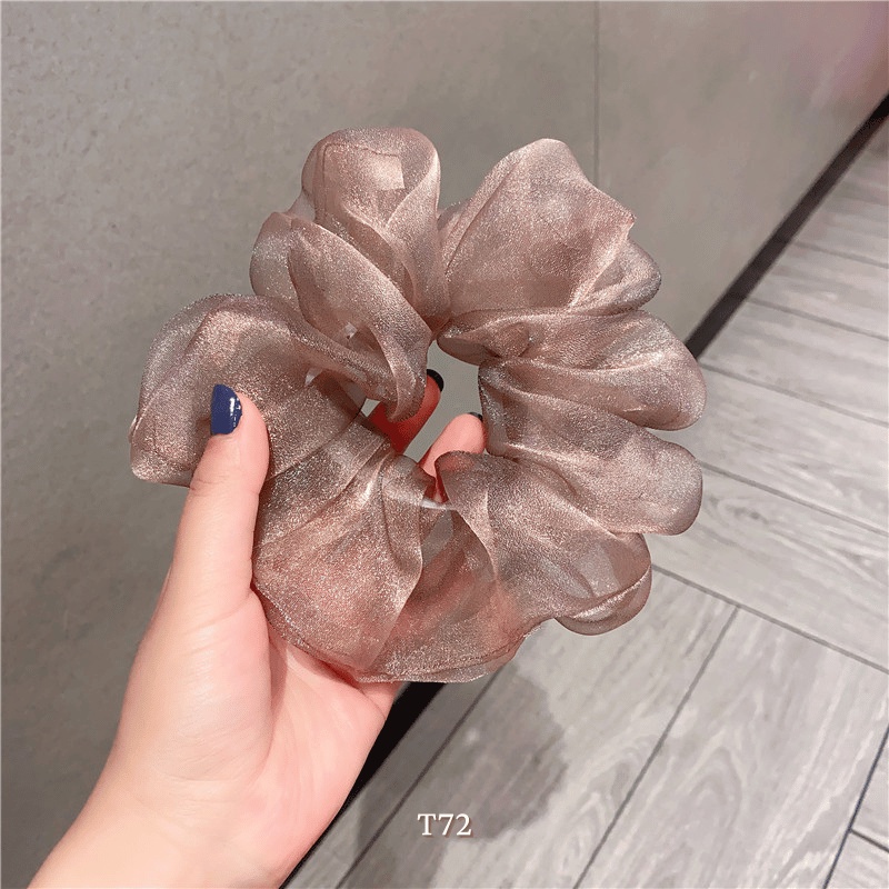 Buộc tóc Scrunchies size Lớn vải lưới lấp lánh siêu sang xu hướng Hàn Quốc - Annie T72