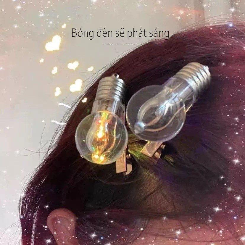 Kẹp Tóc Hình Bóng Đèn Phát Sáng Dễ Thương Cho Nữ