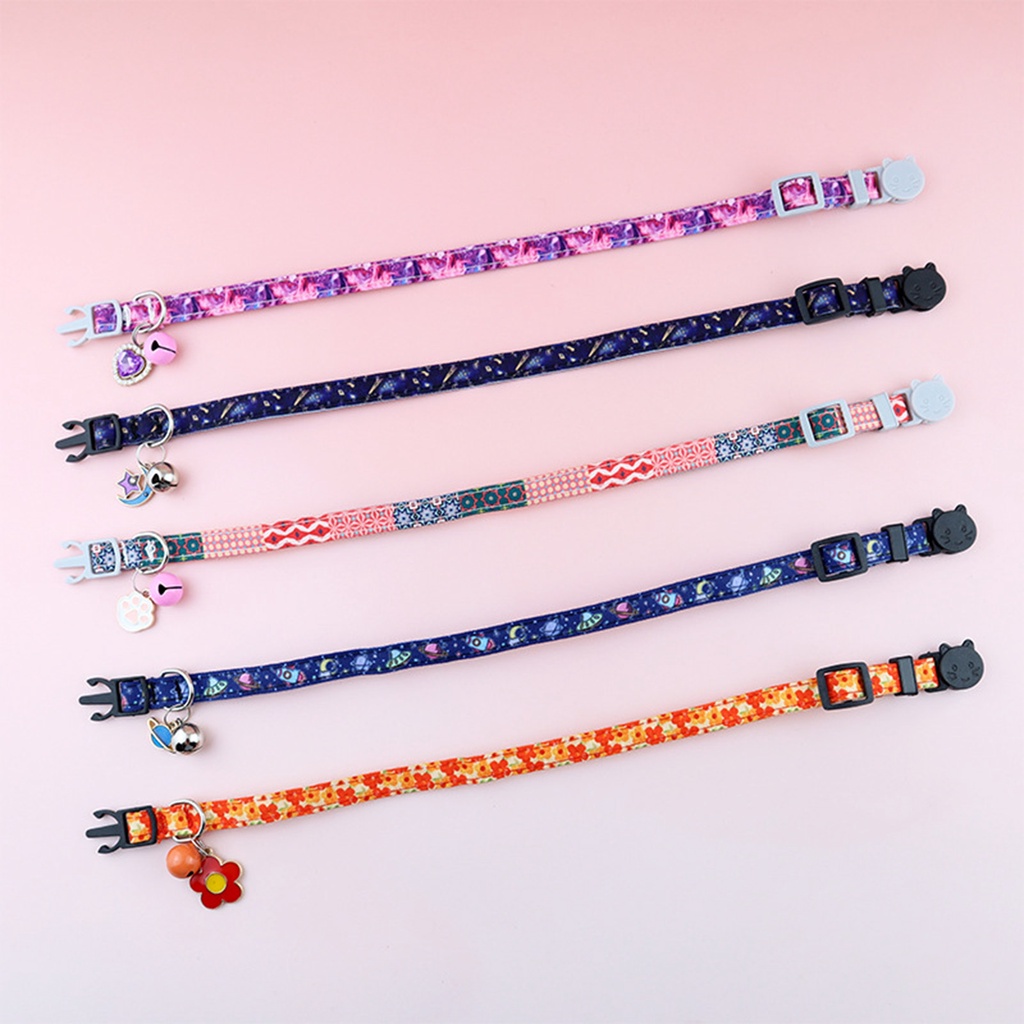 Hvn_vn_ Vòng Cổ Mặt Vòng Tròn Họa Tiết Hoạt Hình Tháo Lắp Nhanh Chống Mài Mòn Dễ Dàng Phong Cách Cho Thú Cưng