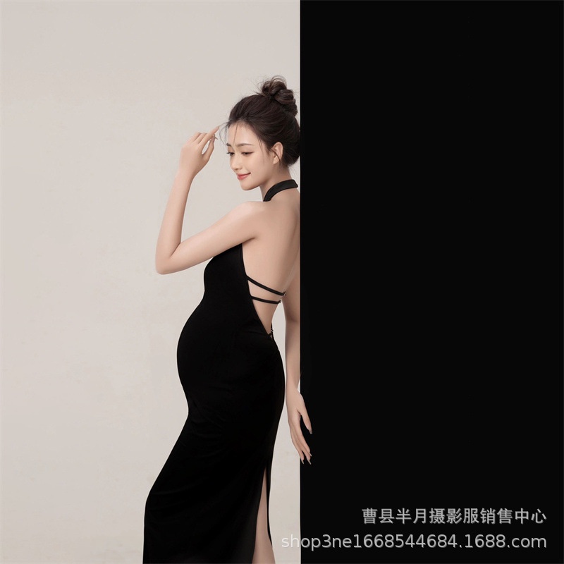 Đầm Bầu Màu Đen Phong Cách Hoàng Gia Gợi Cảm Cao Cấp