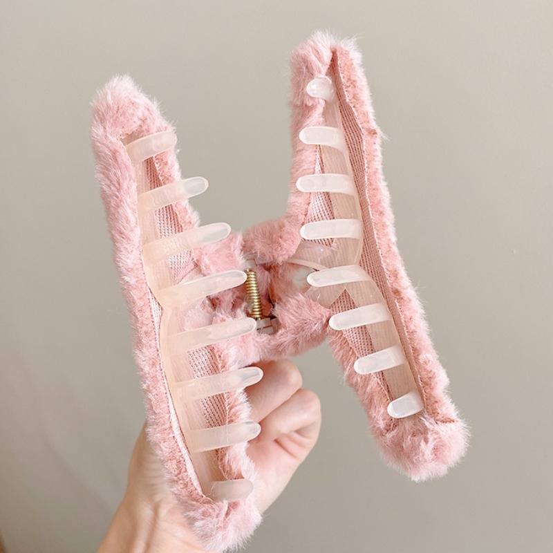 Kẹp Tóc Hình Cá Mập Phủ Lông Siêu Lớn Thời Trang Thu Đông