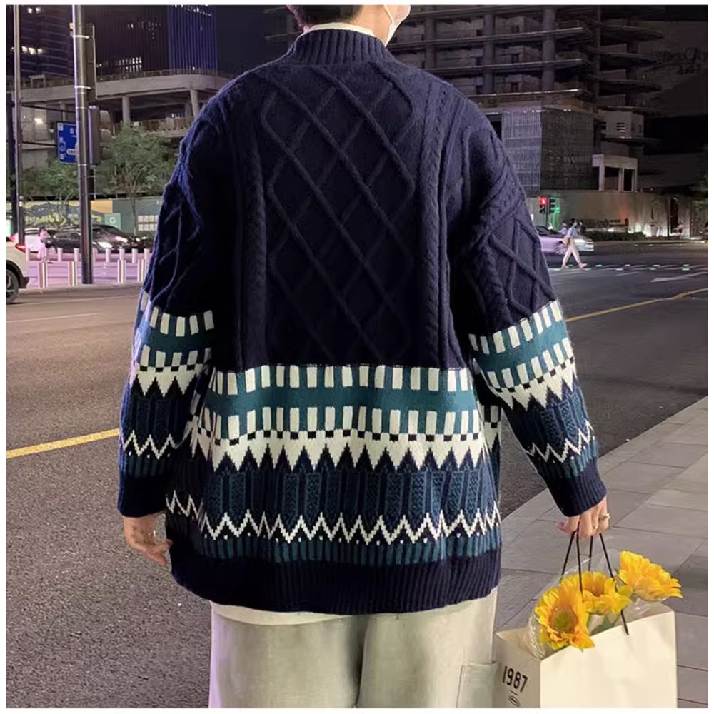 Áo sweater Cao Cấp Phong Cách Đường Phố Hồng Kông Mỹ Thời Trang Thu Đông Cho Nam