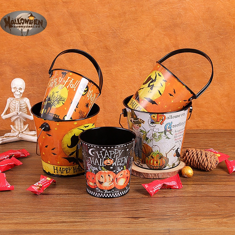Xô Thiếc Đựng Kẹo Phong Cách halloween Độc Đáo Trang Trí Tiệc Cho Bé vn
