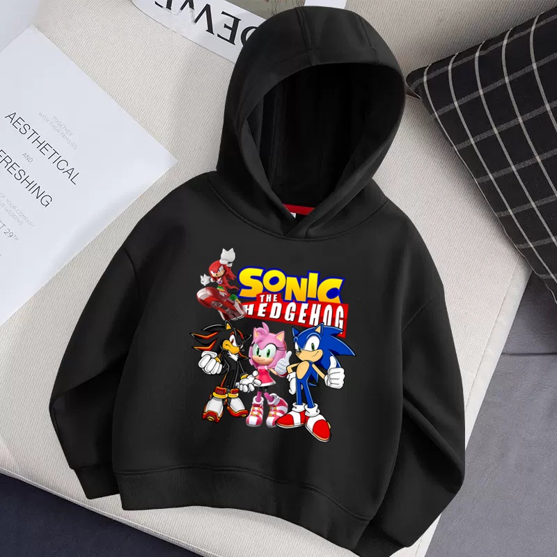 Lolocee Áo Khoác hoodie Vải cotton In Hình Nhím sonic Thời Trang Cho Bé Trai