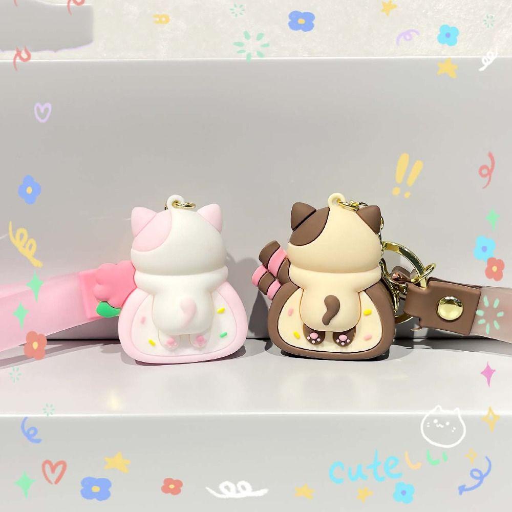 Mmluck kitty Móc Khóa Búp Bê Mèo Hoạt Hình Cuộn Trứng / Bánh Trứng Bằng pvc Dễ Thương Cho Nữ