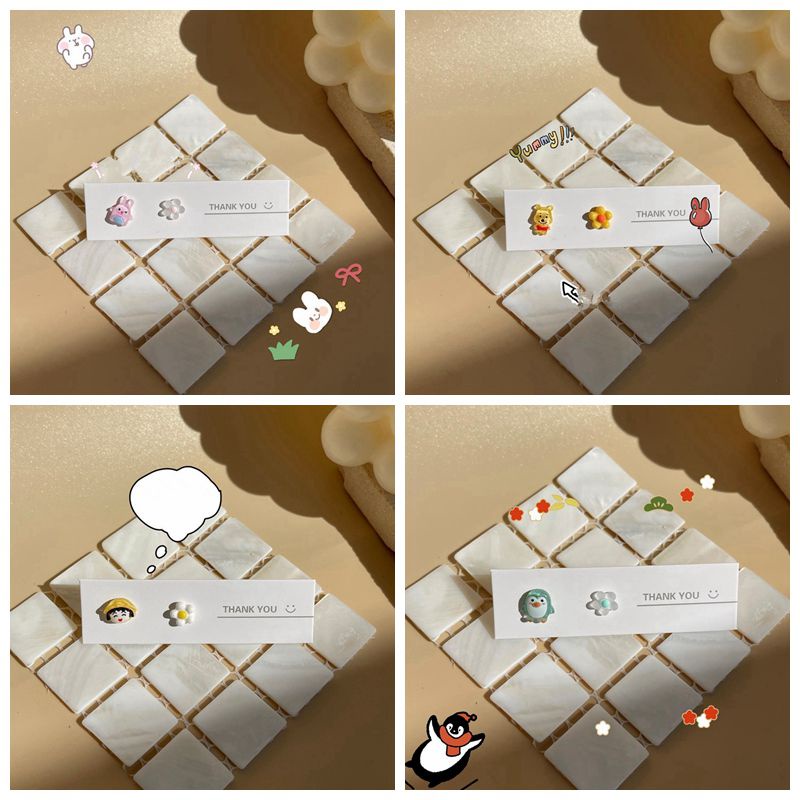 Bông Tai Hoạt Hình Gấu Thỏ Chim Cánh Cụt Cho Nữ