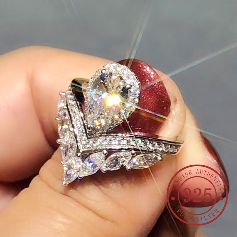 Mới Nhẫn Mạ Bạch Kim Mạ Vàng 18k Hình Vương Miện