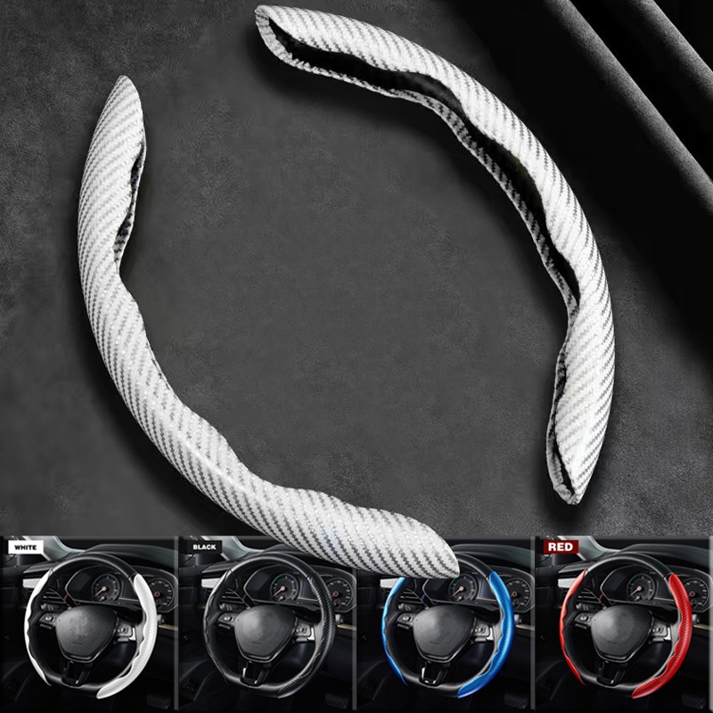 Mới 1 Cặp Vỏ Bọc Vô Lăng Xe Hơi Bằng Da & pvc Phối Sợi carbon Chống Trượt