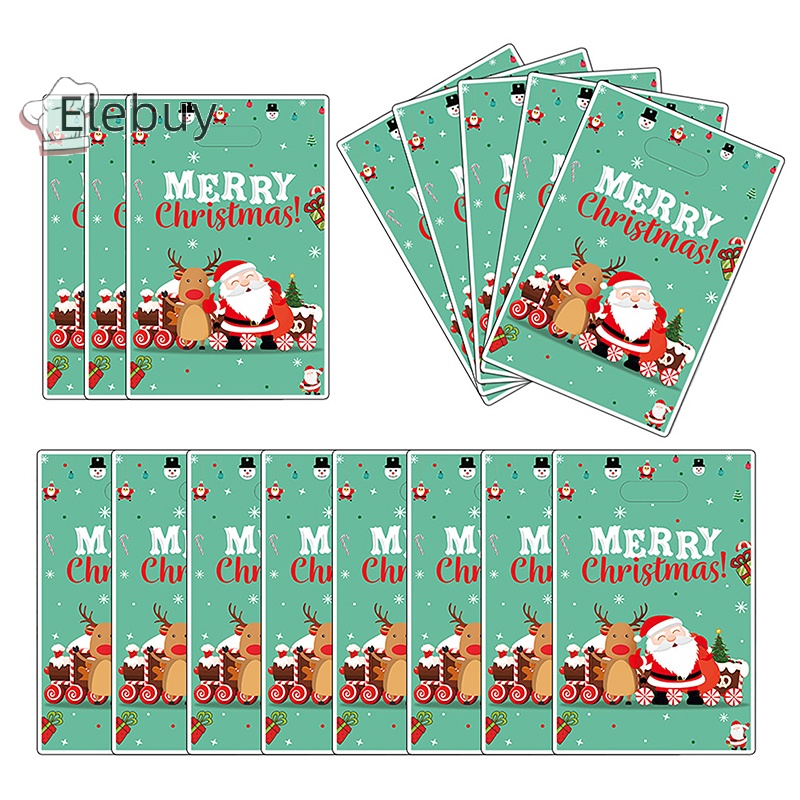 Set 10 túi đựng bánh kẹo ELEBUY trang trí giáng sinh/ tiệc tùng/ năm mới cho bé