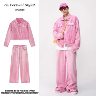 Set Áo Khoác + Quần Jeans Dài Ống Đứng Thời Trang Nam