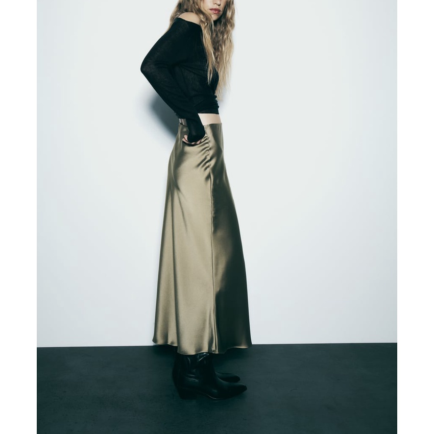 Zara Chân Váy Lụa Lưng Cao Thời Trang Mùa Thu Xinh Xắn 8632845