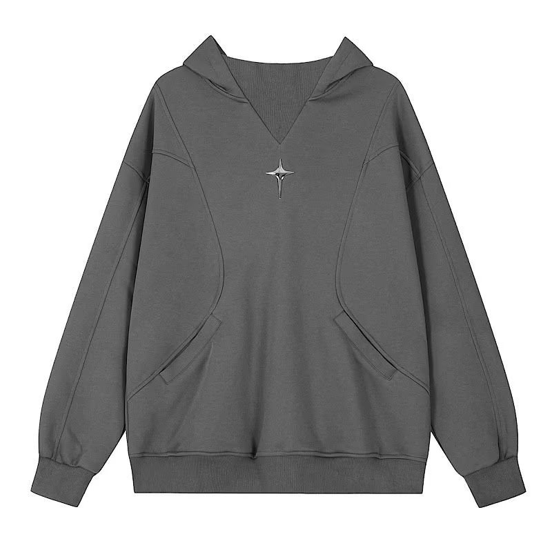 Áo hoodie Dáng Rộng Phối Màu Ánh Kim Thời Trang Đường Phố Mùa Thu Cho Nam