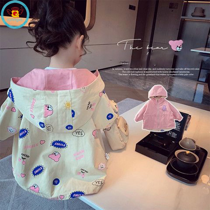 Áo Hoodie Hai Mặt In Họa Tiết Hoạt Hình Thời Trang Xuân Thu Cho Bé Gái 2-9 Tuổi