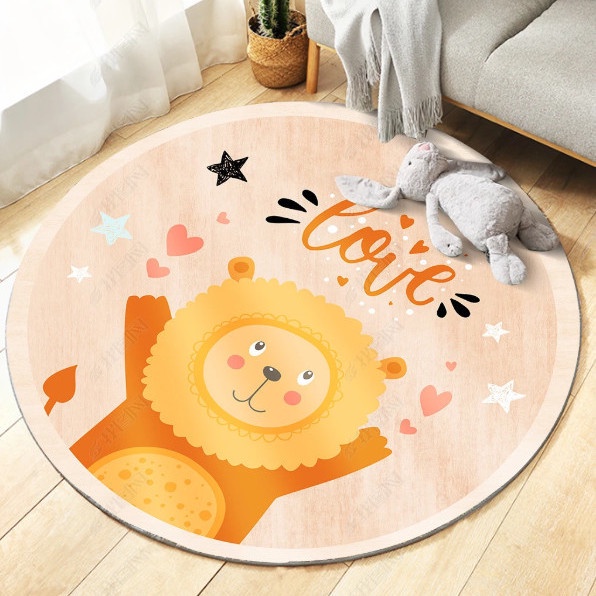 Thảm Tròn Lót Sàn Chống Trượt In Hoạt Hình Dễ Thương Cho Bé