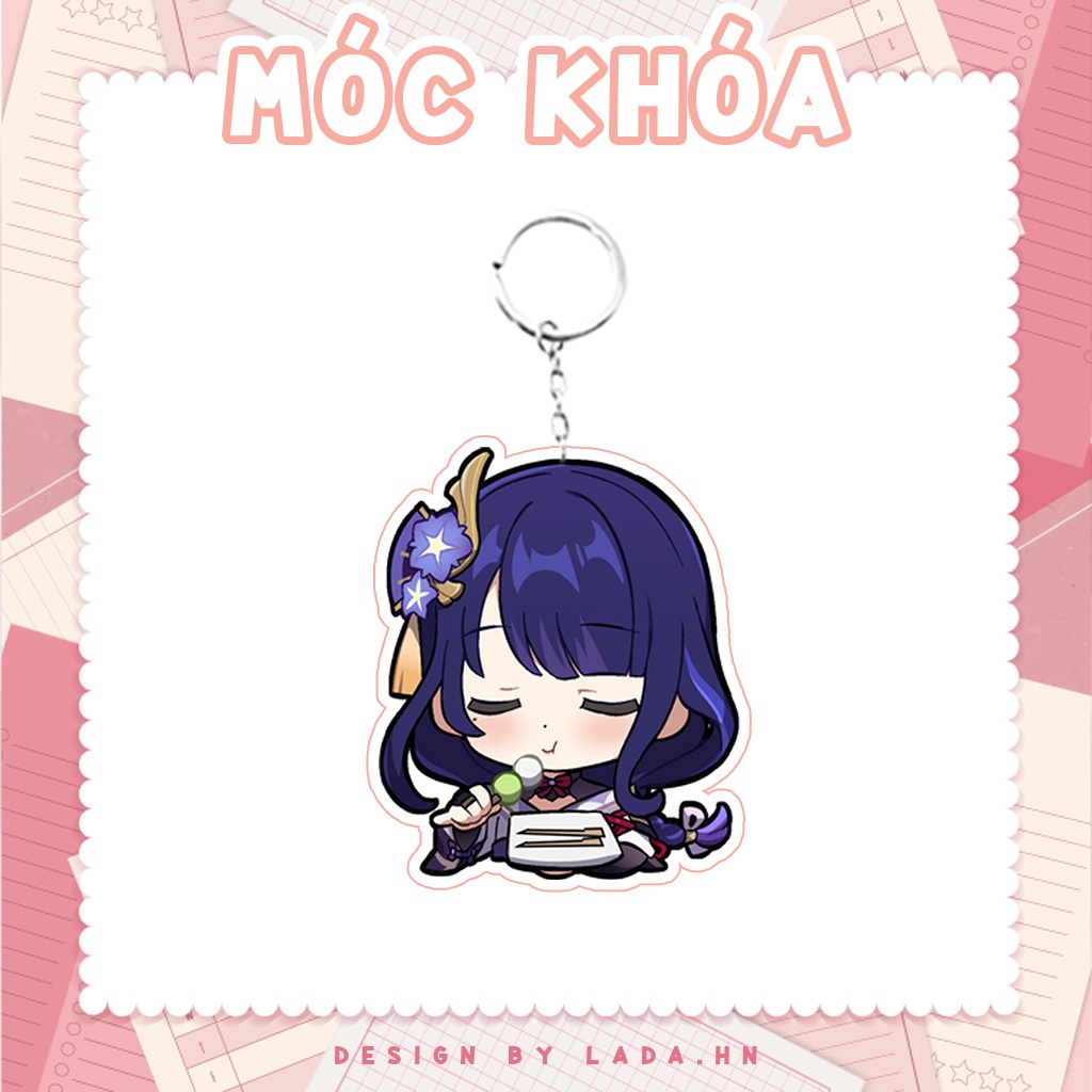 Móc khóa mô hình standee đứng để bàn Raiden Shogun Genshin Impact Lada anime đáng yêu chibi trang trí quà tặng