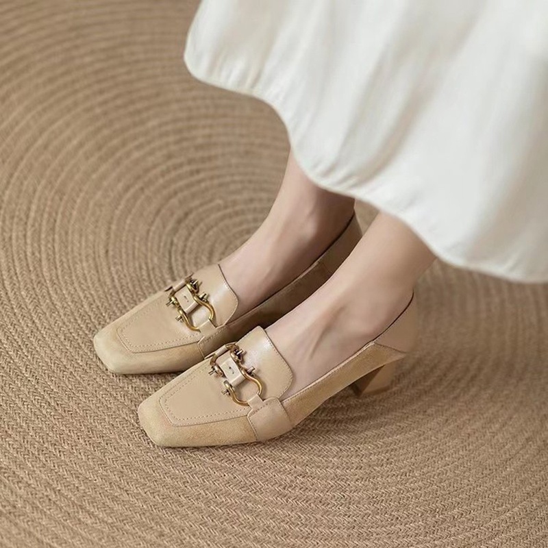 Giày Cao Gót Mũi Vuông Phong Cách retro Pháp Thời Trang Cho Nữ