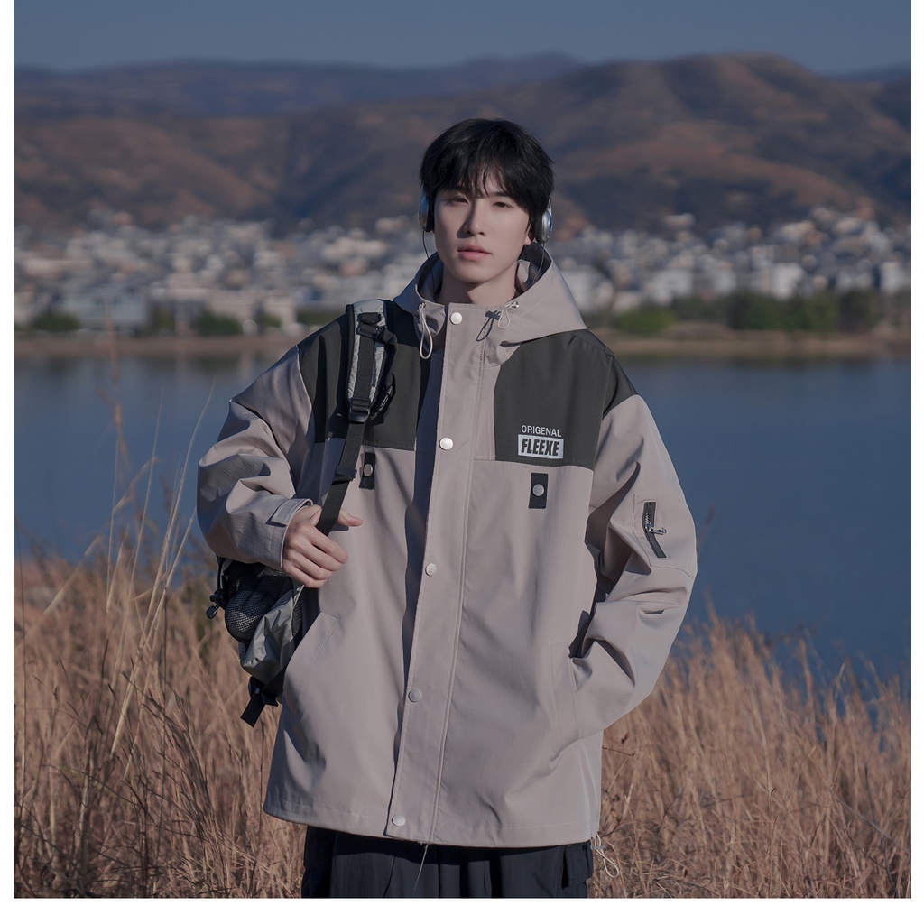 Áo Khoác Thể Thao Dáng Rộng Có Mũ Trùm Cá Tính Theo Phong Cách Xuân Thu Dành Cho Nam