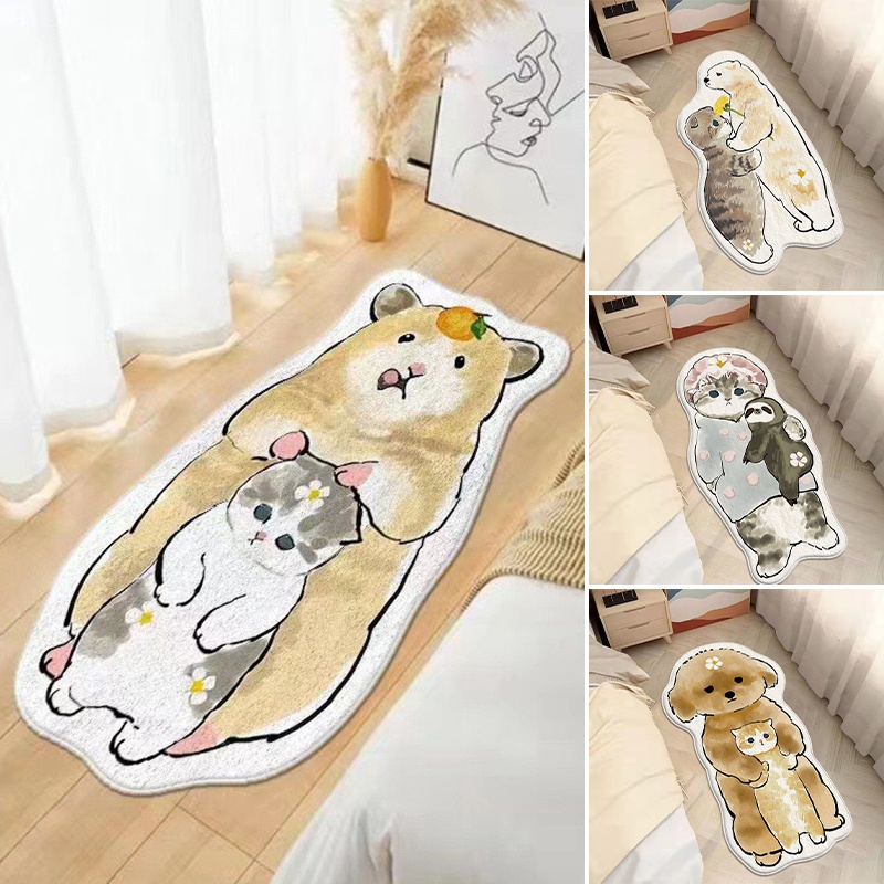 Thảm Chùi Chân Mềm Mại Chống Thấm Nước In Họa Tiết Hoạt Hình Trang Trí Nhà Cửa