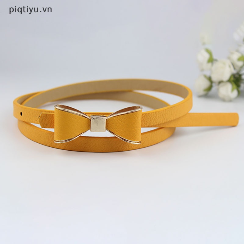 Thắt Lưng Da Pu Màu Trơn Khóa Kim Loại Thời Trang Cho Nữ