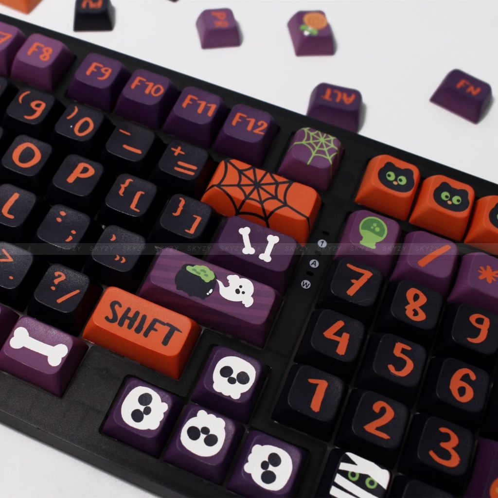 Halloween Keycaps XDA Profile Ngộ nghĩnh Anime PBT DYE SUB Bàn Phím Cơ Keycap