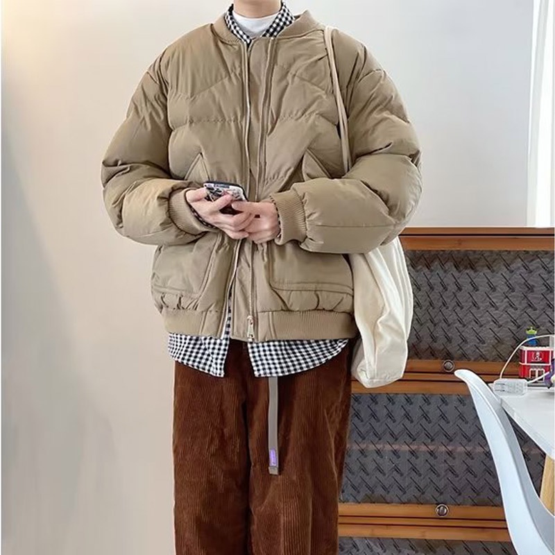 Eershenshi Áo Khoác cotton Dày Ngắn Dáng Rộng Đa Năng Thời Trang harajuku Nhật Bản Chất Lượng Cao Cho Nam