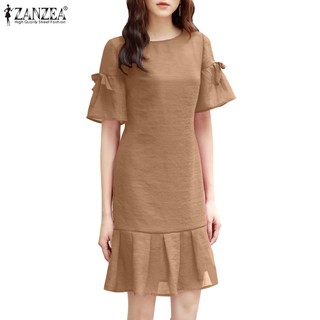 Zanzea đầm tay lửng xếp ly thời trang nữ tính