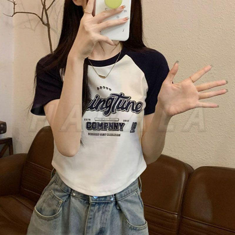 Áo Baby tee y2k  Áo sơ mi croptop Áo Thun Tay Ngắn In Họa Tiết Thời Trang Mùa Hè Cho Nữ