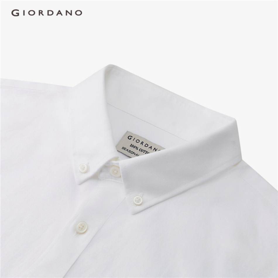 GIORDANO MEN Frog embroidered oxford slim long sleeve shirt 90042078