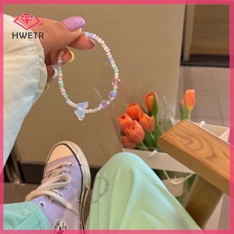 Vòng Tay Chuỗi Hạt acrylic Nhiều Màu Mặt Hình Bướm / Trái Tim Thời Trang Cho Nữ Mới