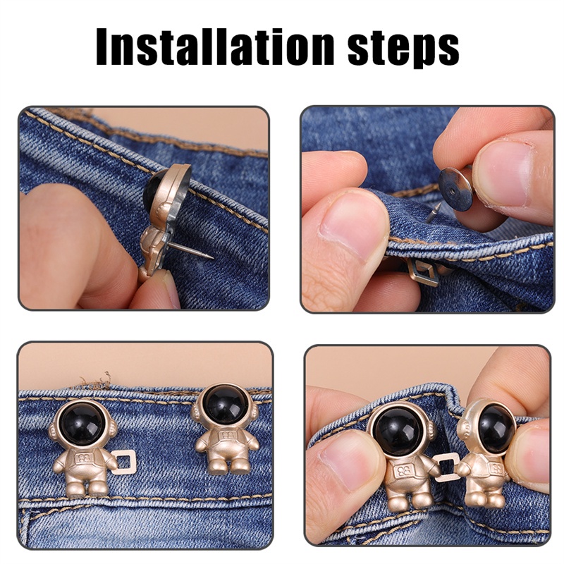 Kẹp Kim Loại / Kẹp Quần Áo / Váy / Thắt Lưng Không Cần Khâu Hình Phi Hành Gia Hoạt Hình Có Thể Điều Chỉnh Được