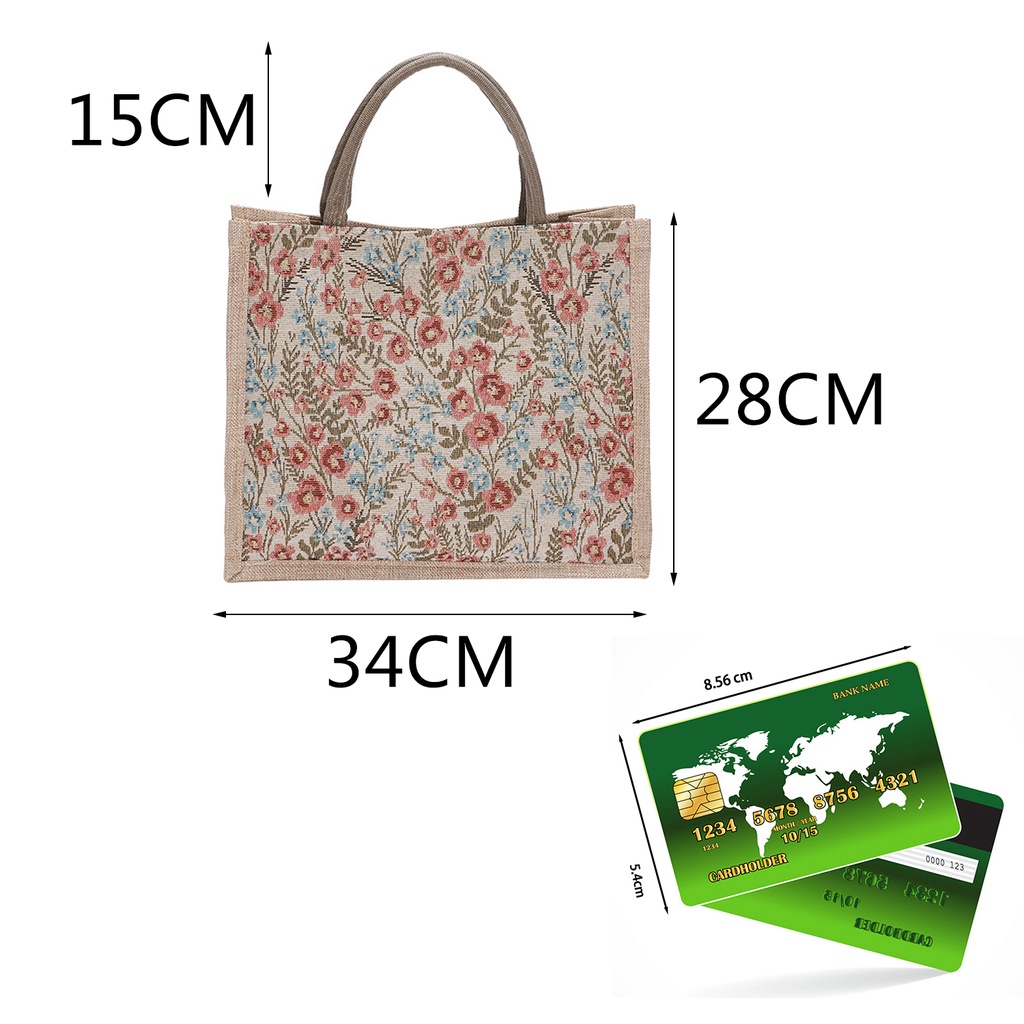 1 Túi Xách Vải Lanh Dáng Vuông Nhỏ Họa Tiết Hoa Phong Cách retro Cho Nữ