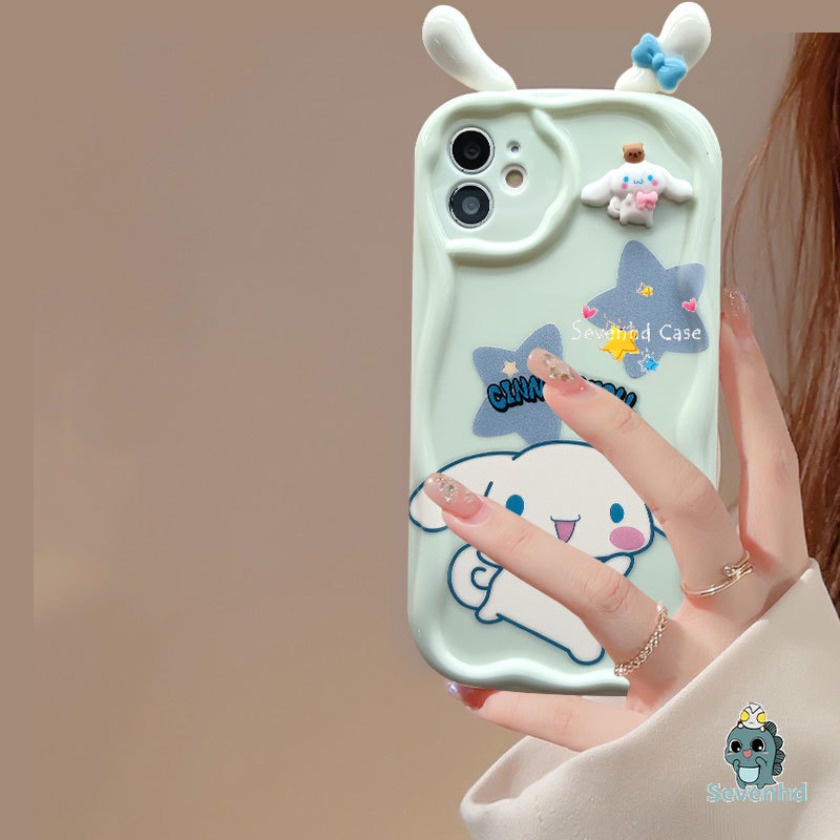 Tương Thích Với iphone 15 14 13 12 11 pro max 7 8 plus se2020 x xr xs max 6 6s plus Viền Cong 3d Hình Chú Chó Tai To Xinh Xắn Ốp