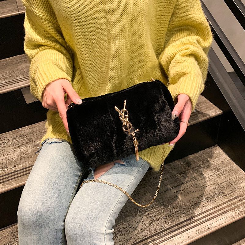 Túi Đeo Vai Hình Vuông Phủ Lông Phong Cách Hàn Quốc Dễ Thương Thời Trang Cho Nữ