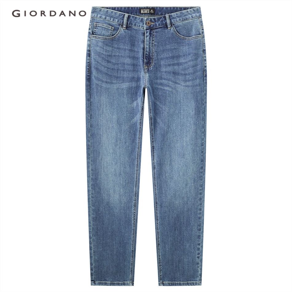 GIORDANO MEN Moustache effect stretchy tapered denim jeans 90112072