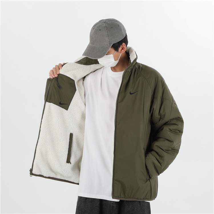Nike Áo Khoác Lông Cừu Thêu logo Thời Trang Cho Cặp Đôi