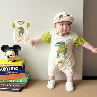 Áo Liền Quần Tay Ngắn Bằng Vải Cotton Hoạt Hình Phong Cách Hàn Quốc Dành Bodysuit Cho Bé Trai Gái 0-2 Tuổi