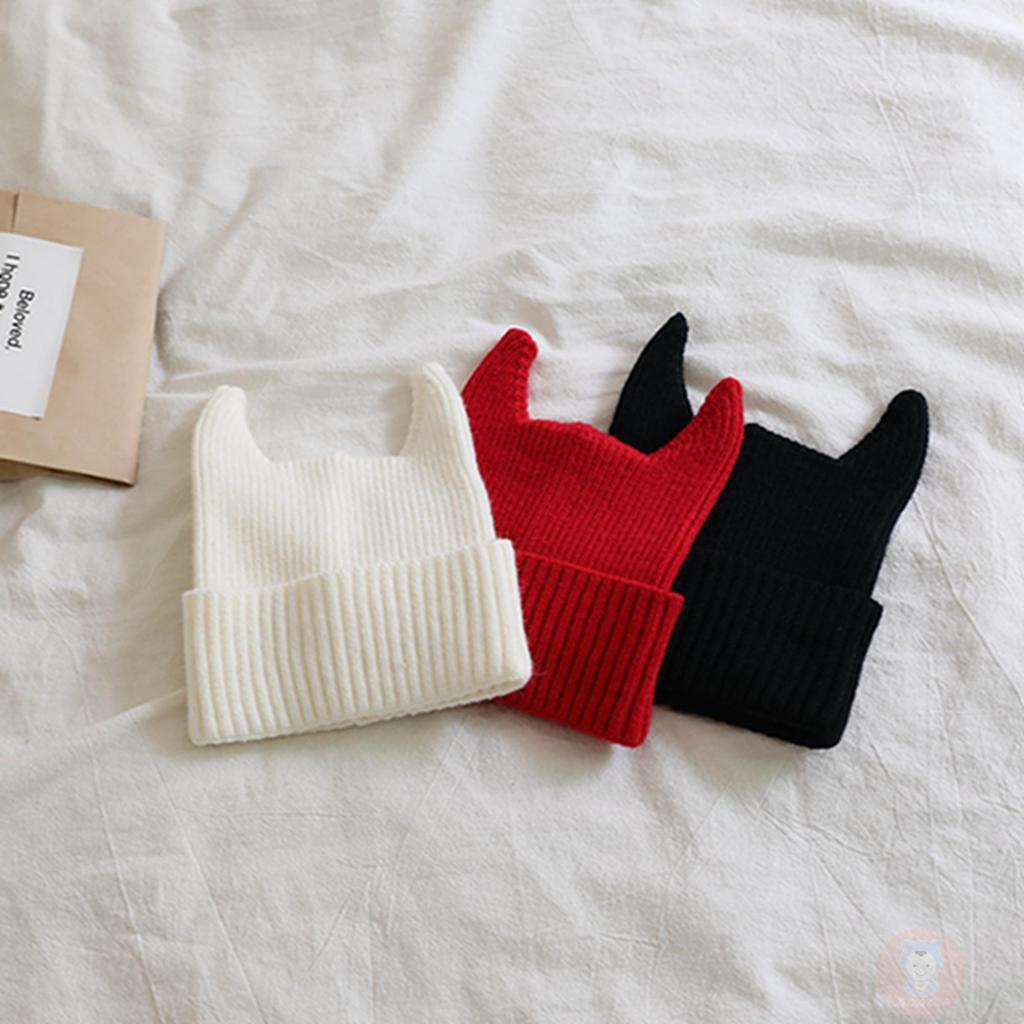 Mũ Len beanie Mềm Mại Màu Trơn Kèm Sừng Cho Bé laa6-kids