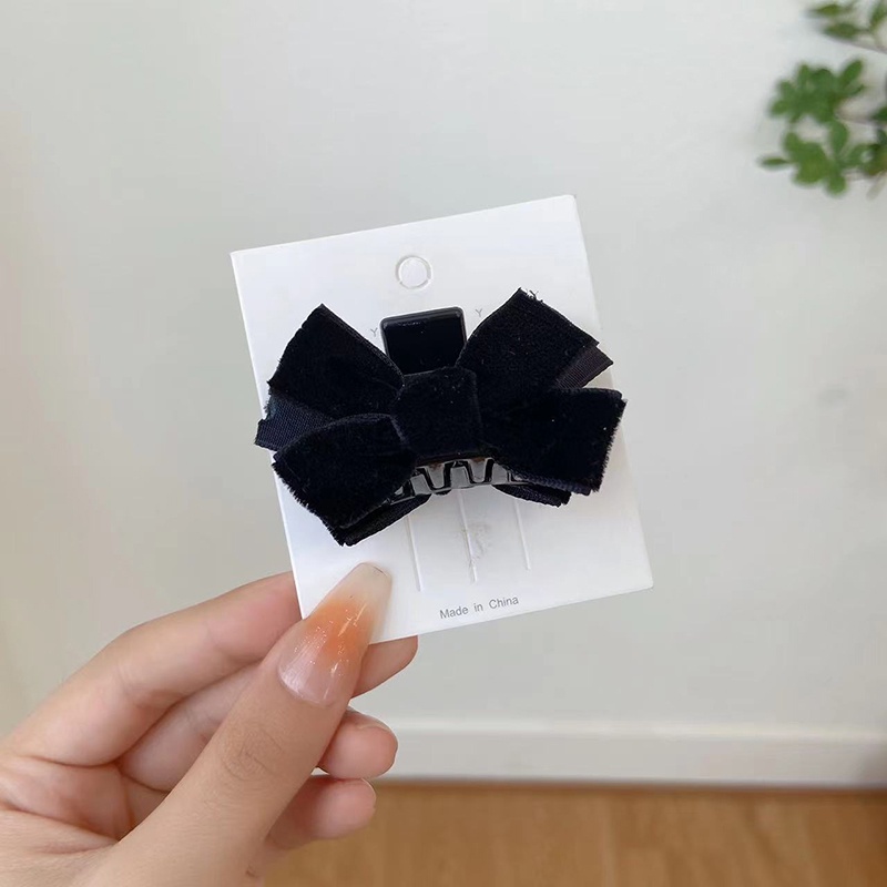 1 Kẹp Tóc Nơ Vải Nhung Đen Thời Trang Mùa Hè Xinh Xắn Cho Nữ（1pcs）YR