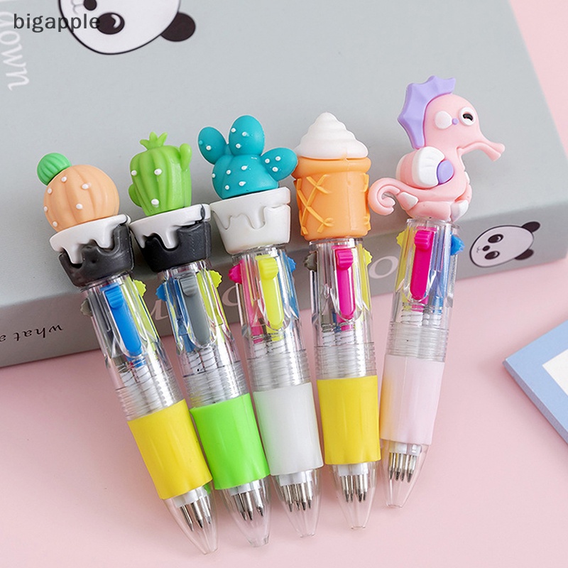 Bigapple Bút Bi mini 4 Màu Ngẫu Nhiên Hình Động Vật Hoạt Hình Dễ Thương Đa Ứng Dụng Làm Quà Tặng Cho Học Sinh / Văn Phòng