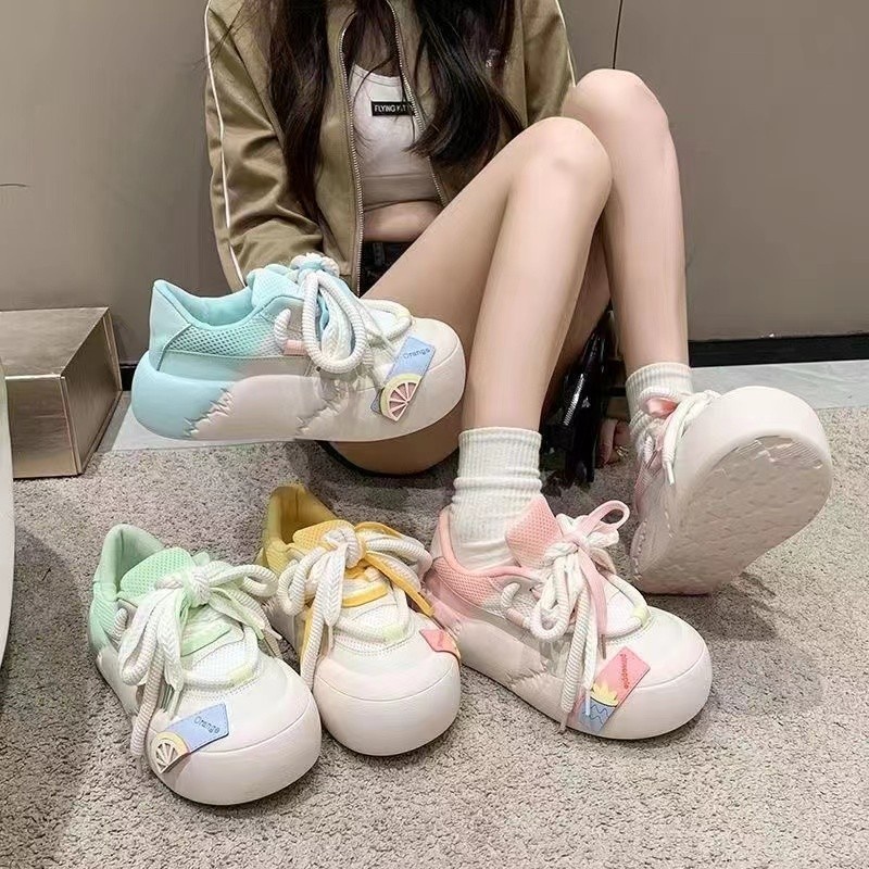 Giày Thể Thao Đế Dày Màu gradient Thoải Mái Thời Trang Mùa Thu Cho Nữ