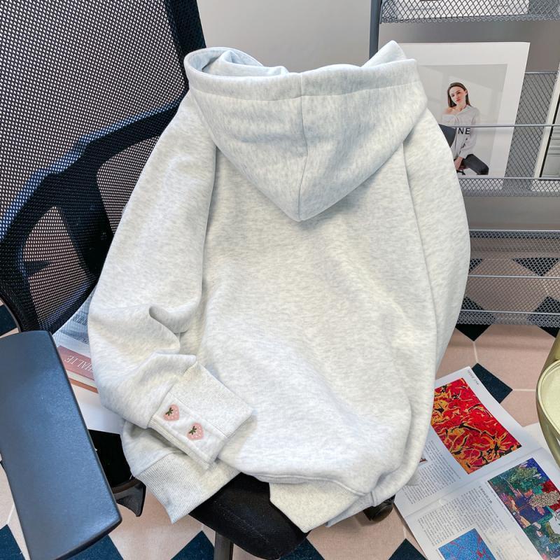 Áo sweatshirt Dáng Rộng Tay Dài Có size Lớn 150kg In Hình Dâu Tây Phong Cách Phương Tây Dành Cho Nữ Sinh Trung Niên
